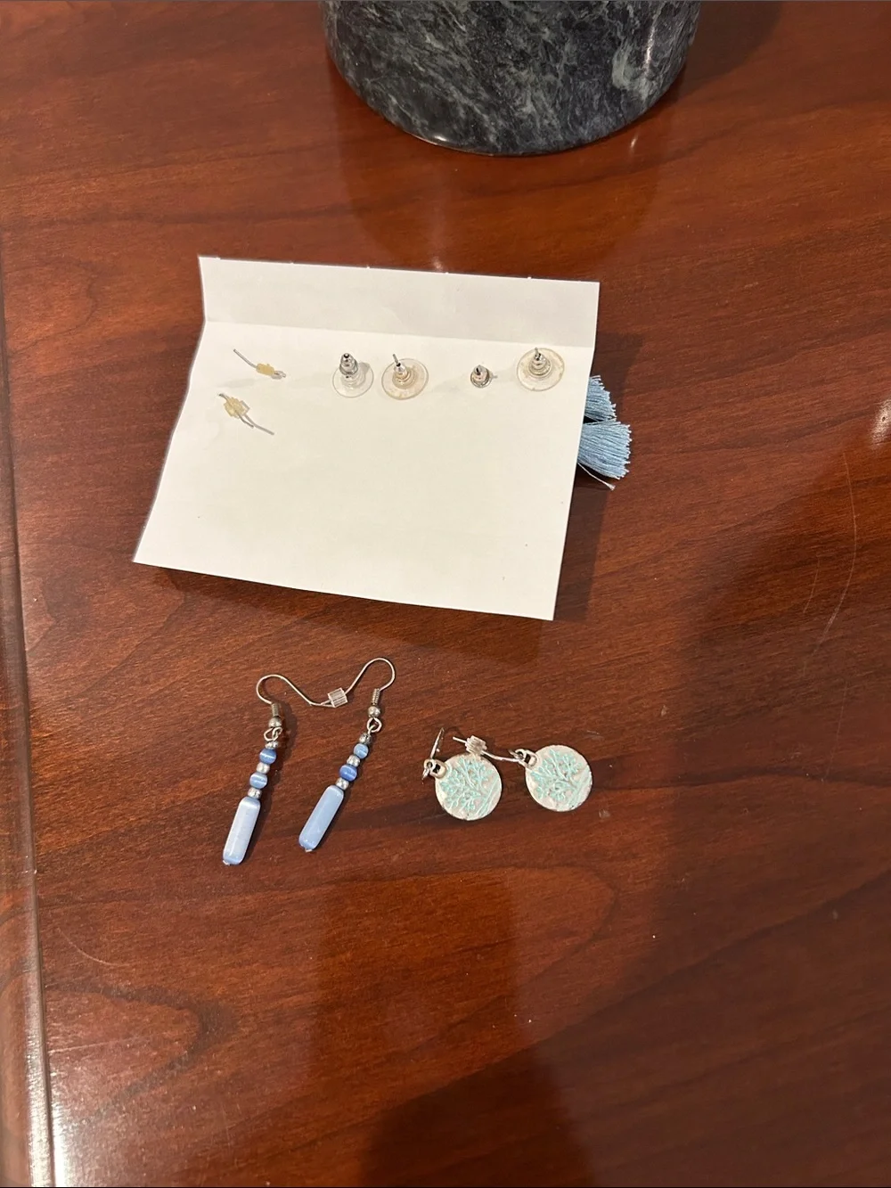 Various earrings blue theme